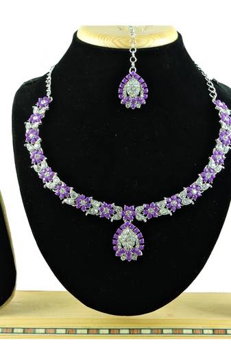 Purple designer function wear ad necklace set
