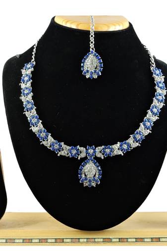 Blue designer function wear ad necklace set