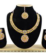 Yellow designer function wear ad necklace set