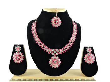 Red designer function wear ad necklace set 1