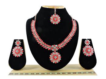 Red designer function wear ad necklace set 1
