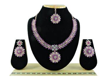 Purple designer function wear ad necklace set 1