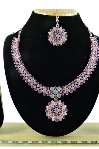 Purple designer function wear ad necklace set
