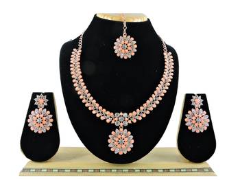 Orange designer function wear ad necklace set 1