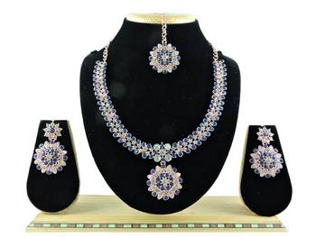 Blue designer function wear ad necklace set 1