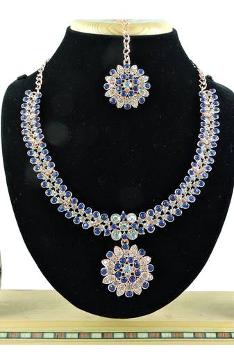 Blue designer function wear ad necklace set