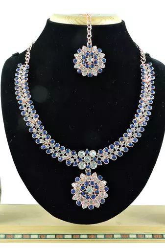 Blue designer function wear ad necklace set