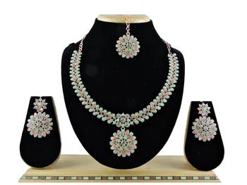 Green designer function wear ad necklace set 1