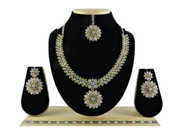 Green designer function wear ad necklace set 1