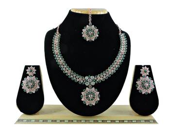 Green designer function wear ad necklace set 1