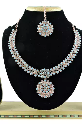 Turquoise designer function wear ad necklace set