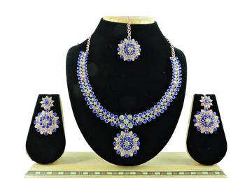 Blue designer function wear ad necklace set 1