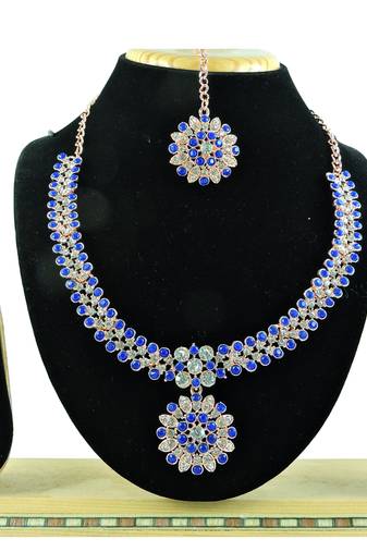 Blue designer function wear ad necklace set