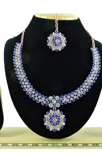 Blue designer function wear ad necklace set