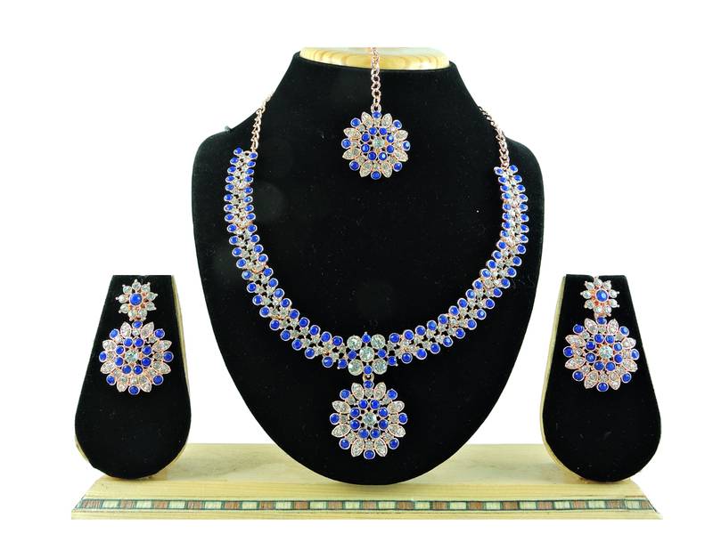 Blue designer function wear ad necklace set