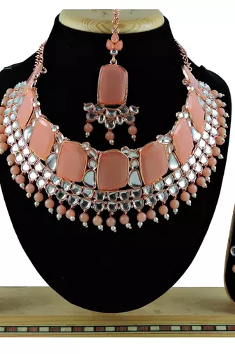 Orange designer function wear ad necklace set