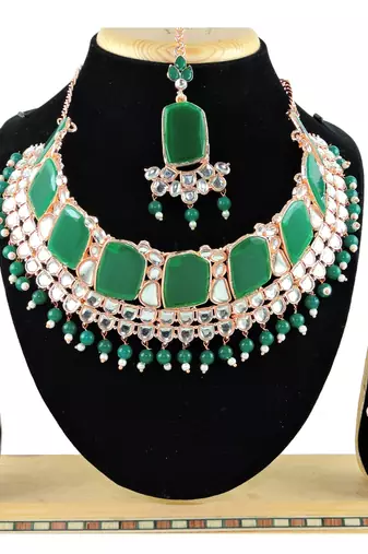 Green designer function wear ad necklace set