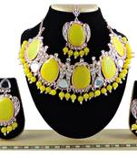 Yellow designer function wear ad necklace set