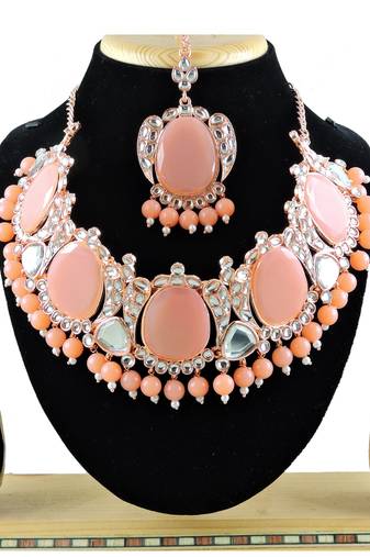 Orange designer function wear ad necklace set