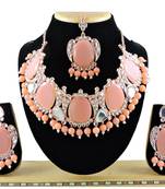 Orange designer function wear ad necklace set