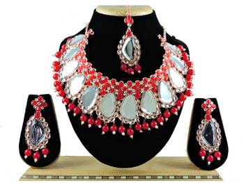 Red designer function wear ad necklace set 1