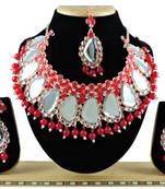 Red designer function wear ad necklace set