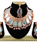 Orange designer function wear ad necklace set