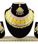 Yellow designer function wear ad necklace set