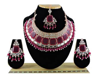 Red designer function wear ad necklace set 1