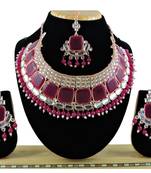 Red designer function wear ad necklace set