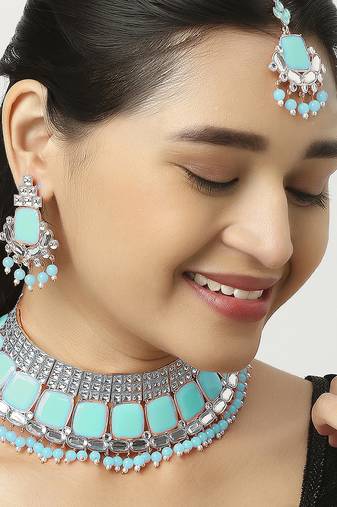 Turquoise designer function wear ad necklace set