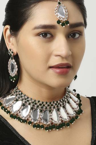 Green designer function wear ad necklace set