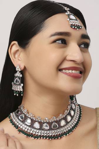Green designer function wear ad necklace set