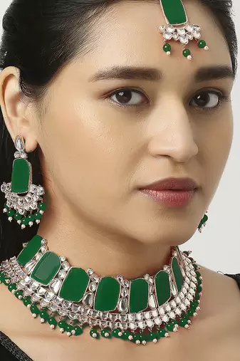 Green designer function wear ad necklace set