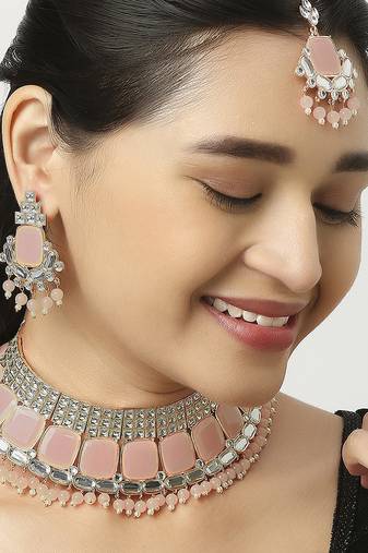 Orange designer function wear ad necklace set