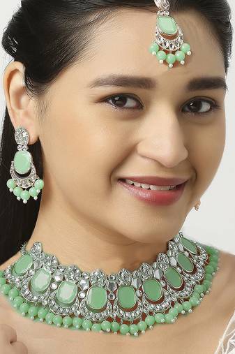 Green designer function wear ad necklace set