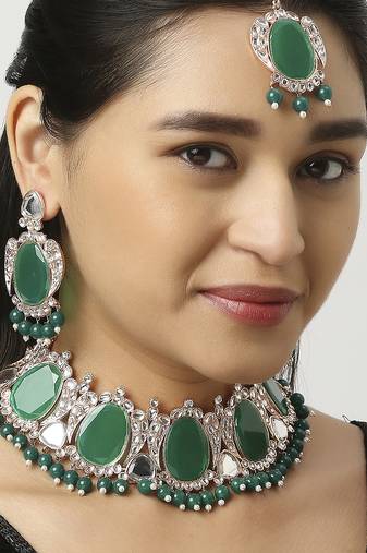 Green designer function wear ad necklace set