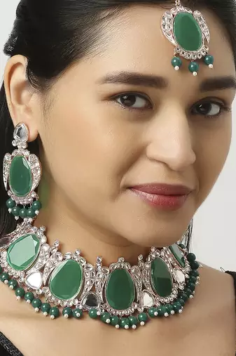 Green designer function wear ad necklace set