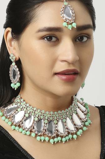 Green designer function wear ad necklace set