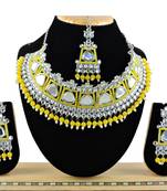Yellow designer function wear ad necklace set