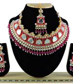 Red designer function wear ad necklace set