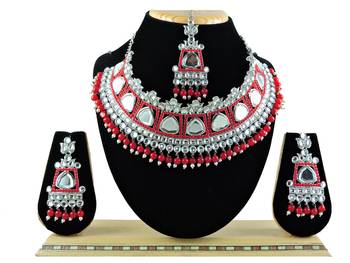 Red designer function wear ad necklace set 1