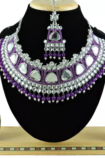 Purple designer function wear ad necklace set