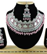 Pink designer function wear ad necklace set