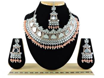 Orange designer function wear ad necklace set 1