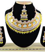 Yellow designer function wear ad necklace set