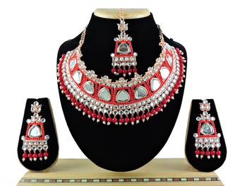 Red designer function wear ad necklace set 1