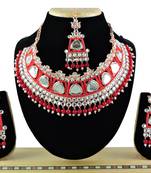 Red designer function wear ad necklace set