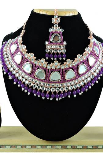 Purple designer function wear ad necklace set