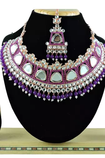 Purple designer function wear ad necklace set